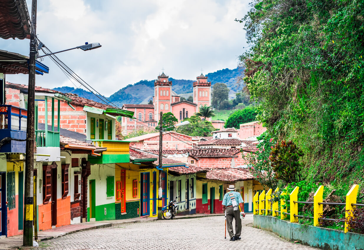 Kolumbia: Rues colorées dans le centre de Jerico, Colombie