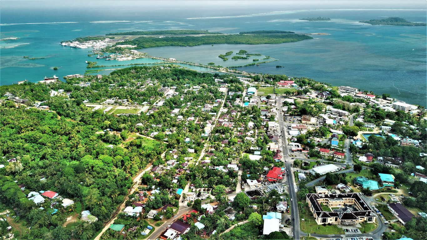 Palikir : Vue aérienne sur l'île de Pohnpei